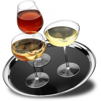 12‑Inch Non‑Slip Stainless Steel Bar Tray with Black PVC Liner