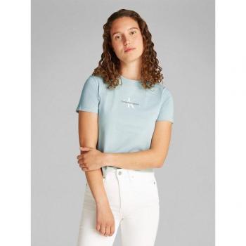 Calvin Klein Crop T‑shirt Baby Tee Blu Fit Slim