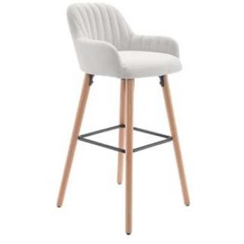 Taburete Alto Tela Crema Eleana