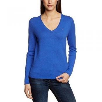 Jersey de manga larga Tommy Hilfiger New Ivy V-Nk para mujer, color azul