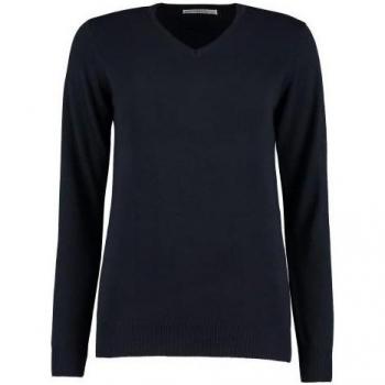 Kustom Kit Arundel Navy V Neck Long Sleeved Topp