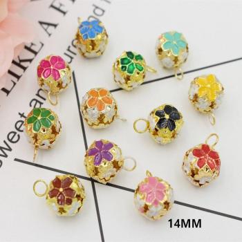 30 Teile Bunte Glocken in Blumenform Gold für Handgemachte Weihnachtsdekoration 14mm