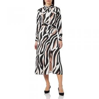 PINKO Multicolor Zebra Print Maxi Shirt Dress