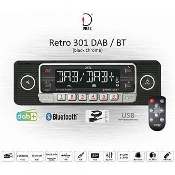 Dietz 301 Classic Oldtimer Youngtimer Retro Radio DAB+ Autoradio USB Aux schwarz