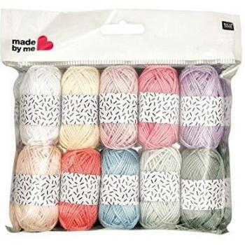 10 mini pelotes de coton pastel
