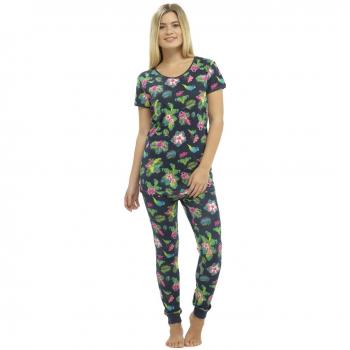 Foxbury Ladies’ Garden Print Pajama Combo – Navy, Size 8‑10 (S/M)