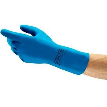 Ansell VersaTouch 87-195 Gants en latex de caoutchouc naturel, protection contre les produits chimiques et les liquides, Bleu, Taille 8.5-9