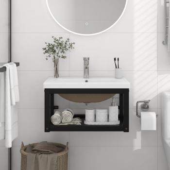 Cadre de salle de bain pour lavabo vasque à encastrer Noir Fer