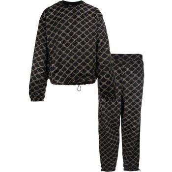Pijamas Fila de Algodón con Forro F Patrón en Negro y Marrón