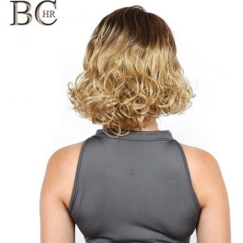 Perruque synthétique Lace Front courte bouclée 13x4 ombrée marron-blond BCHR