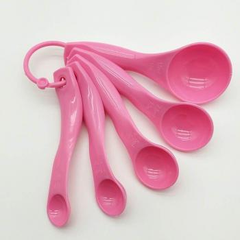 DIY Baking Kit: 5‑Piece Pink Measuring Spoon Set – Compact, Stackable, Portable