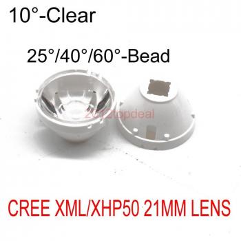 Lente LED CREE XML2 XHP50 21mm con soporte blanco y ángulos de 10/25/45/60 grados reflector 1 Uds