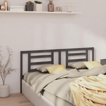 Solid Pine Wood Bed Headboard Grey 206x4x100 cm