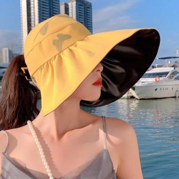 COKK Faltbarer Sonnenhut für Frauen, Schmetterlingsdruck, großer Krempe, UV-Schutz, perfekt für den Sommer