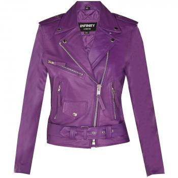 Brando-Leder Bikerjacke für Damen in Murcia Lila