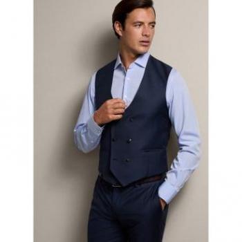Gilet Blu Scuro in Lana Sharkskin Hackett 42