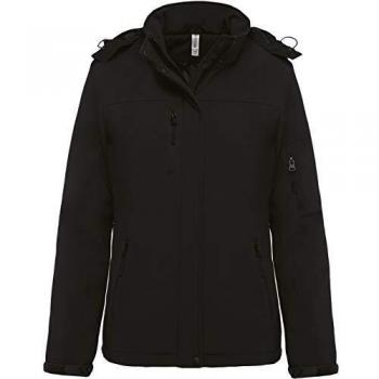 Parka foderato in softshell con cappuccio Kariban Nero l