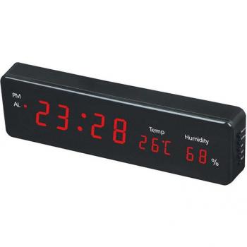 LED Wall Clock with Time, Date, and Temperature