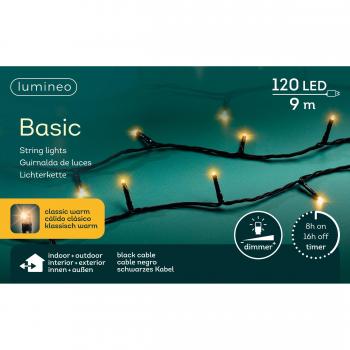 LED-Lichterkette 120 LEDs 9 m, warmes Licht, schwarzes Kabel