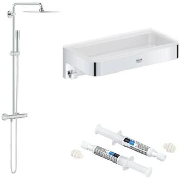 Colonne thermostatique Grohe Vitalio Joy 230 + tablette Grohe Start Cube + colle Quickglue
