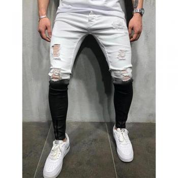 Men's Spring Streetwear Ripped Denim Trousers