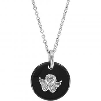 Ceramic Black 15mm Silver Little Angel Pendant
