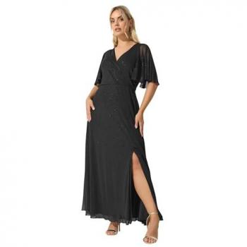 Size 22 Women’s Black Glitter Wrap Maxi Gown