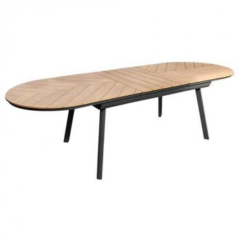 Table de jardin extensible effet bois 180-220 cm