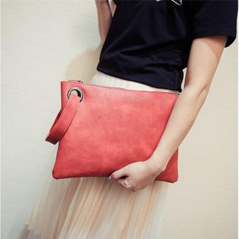 Sleek Solid Clutch with Zipper – Women’s Fashion Bag