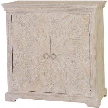 Commode Giner Y Colomer – 2 Portes – Bois de Manguier Massif – Finition Blanchie