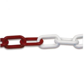 Cadena de plástico Amig 30260, eslabón 8x49mm, longitud 25 metros, color rojo y blanco, caja de 25 unidades