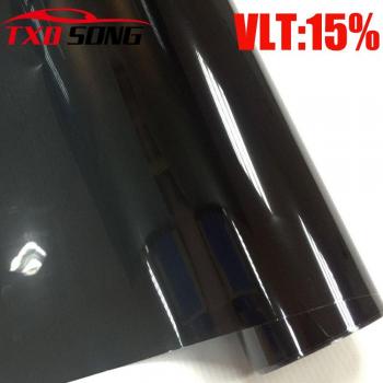 Película de Tinte para Vidrios de Coche 50x300cm, Color Negro, VLT 15%, Protección UV
