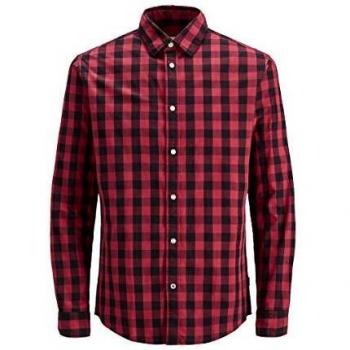 JACK & JONES Camisa Jjegingham L/s para Hombre, (Rojo Ladrillo con Cuadrados: Negro Mezclado), Pequeño