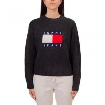 Tommy Hilfiger Women's Melange Flag Sweater Black