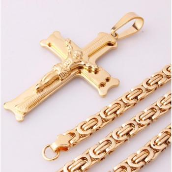 Collier Pendentif Croisette Or 18/32 – Acier Inoxydable – Maillons