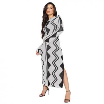 Mini-Patterned Knit Maxi Dress in Gray (XS)
