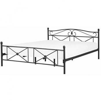 Letto in Metallo Nero 180x200 cm con Rete a Doghe