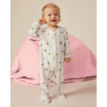 Pyjama bébé en velours Petit Bateau petit pingouin astronaute 6 mois