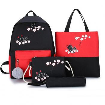Cute Cat Schoolbag Set for Teenagers