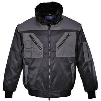 Portwest PJ20BYRL Series PJ20 Two Tone Pilot Jacket, Regular, Size: Large, Black/Grey