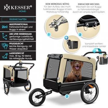 Rimorchio Boxer per Cani e Passeggino