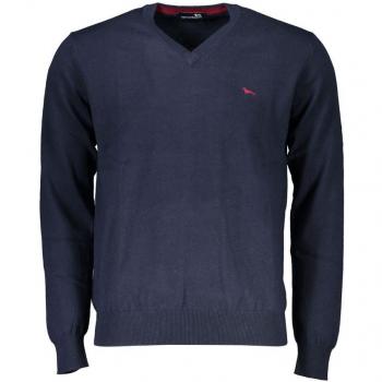 Harmont & Blaine V-Neck Embroidered Blue Sweater