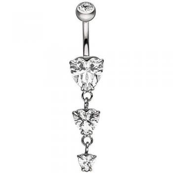 JOBO Bauchnabelpiercing Herzen mit Zirkonia