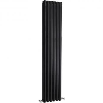 Hudson Reed Revive Duo‑Panel High Gloss Black Radiator – 1800×354 mm