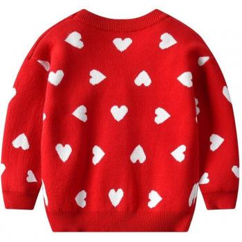 Autumn Winter Heart Print Sweater for Girls 2-6Y