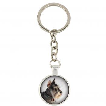 Art‑Dog Schnauzer I Argente : Porte‑Clés Photo et Pendentif de Sac
