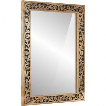 Miroir de bain vieXL – Cadre en bois de manguier, verre 358243