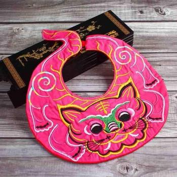 Embroidered Red Tiger Baby Bibs for Good Luck