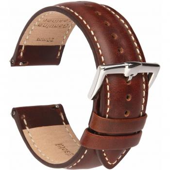 Kalb‑Leder-Schnellverschluss von Brismassi Esetti – Vielseitiges Uhrenarmband für Männer und Frauen (16–22 mm)