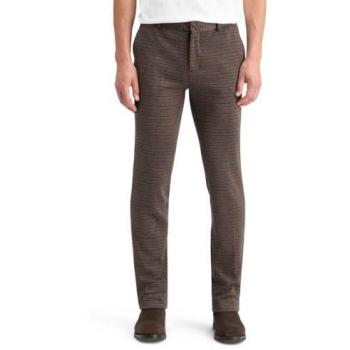 Pantalone chino Mott Mini Check, colore Night Brown, 34